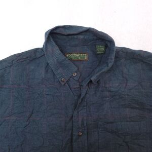 Woodbourne Road Windowpane Flannel Button Up Shirt Mens Size Large L Green